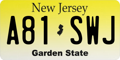NJ license plate A81SWJ
