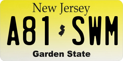 NJ license plate A81SWM