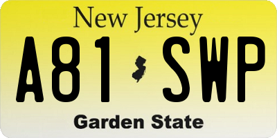 NJ license plate A81SWP