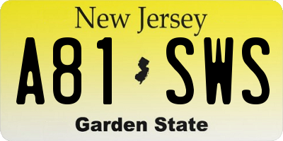 NJ license plate A81SWS