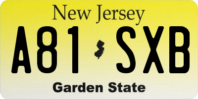 NJ license plate A81SXB