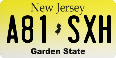 NJ license plate A81SXH