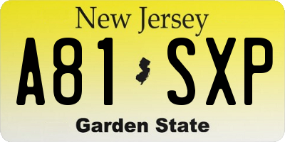 NJ license plate A81SXP