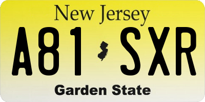 NJ license plate A81SXR