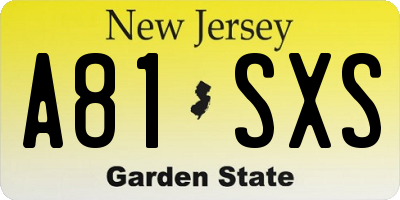 NJ license plate A81SXS