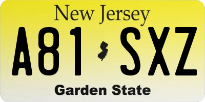 NJ license plate A81SXZ