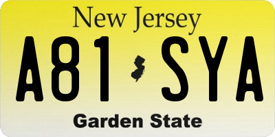 NJ license plate A81SYA
