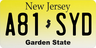 NJ license plate A81SYD