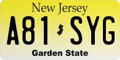 NJ license plate A81SYG
