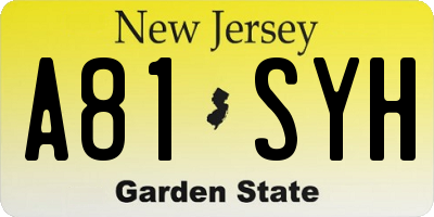 NJ license plate A81SYH