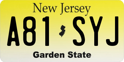 NJ license plate A81SYJ