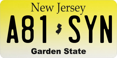 NJ license plate A81SYN