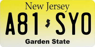 NJ license plate A81SYO