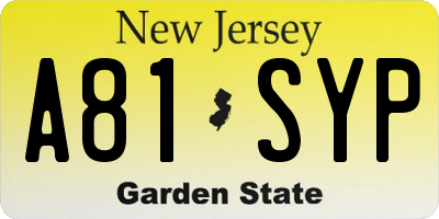 NJ license plate A81SYP