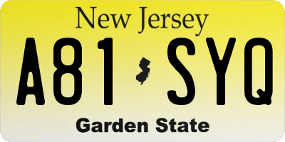 NJ license plate A81SYQ