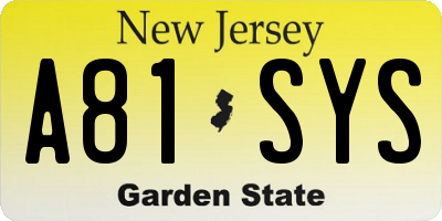 NJ license plate A81SYS