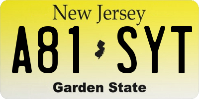 NJ license plate A81SYT
