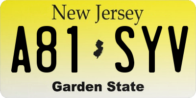 NJ license plate A81SYV