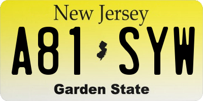 NJ license plate A81SYW