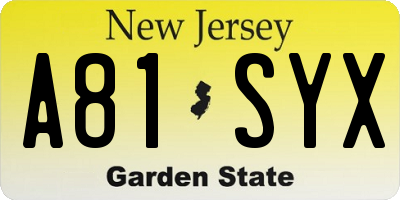 NJ license plate A81SYX