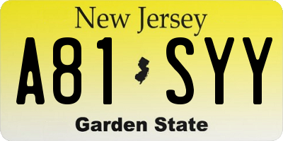 NJ license plate A81SYY