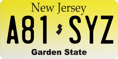 NJ license plate A81SYZ