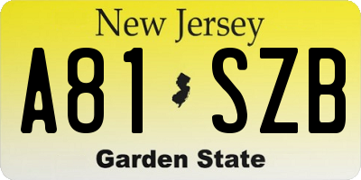 NJ license plate A81SZB