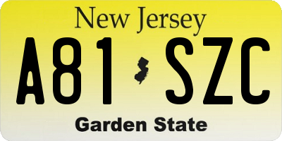 NJ license plate A81SZC