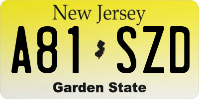 NJ license plate A81SZD