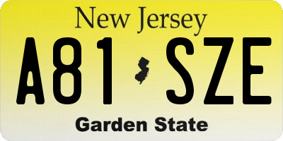 NJ license plate A81SZE