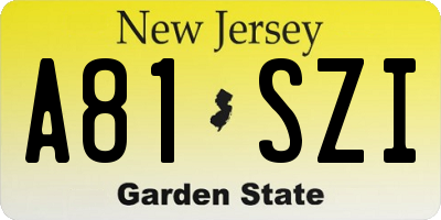 NJ license plate A81SZI