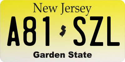 NJ license plate A81SZL