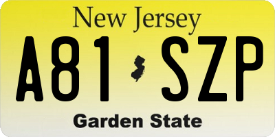 NJ license plate A81SZP