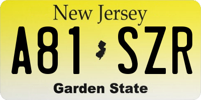 NJ license plate A81SZR