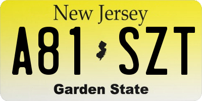 NJ license plate A81SZT