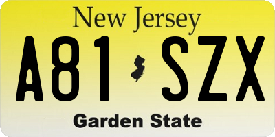 NJ license plate A81SZX