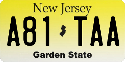 NJ license plate A81TAA