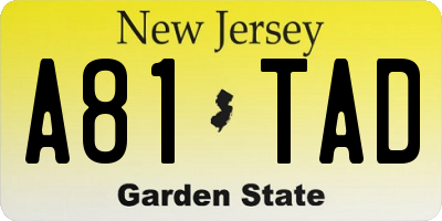 NJ license plate A81TAD