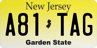 NJ license plate A81TAG