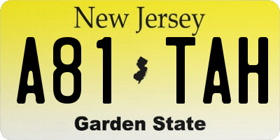 NJ license plate A81TAH