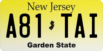 NJ license plate A81TAI