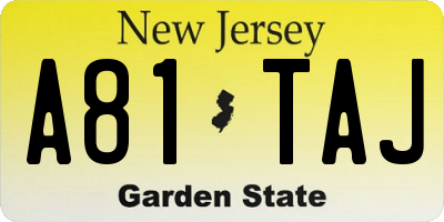 NJ license plate A81TAJ
