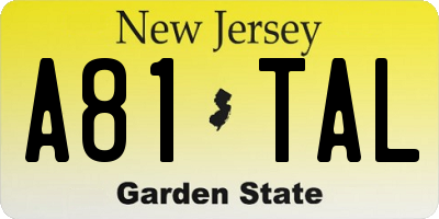 NJ license plate A81TAL