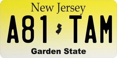NJ license plate A81TAM