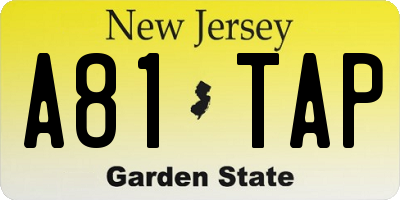 NJ license plate A81TAP