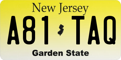 NJ license plate A81TAQ