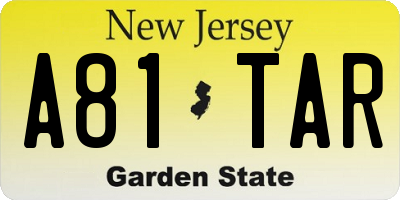NJ license plate A81TAR