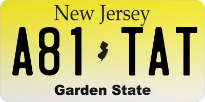 NJ license plate A81TAT