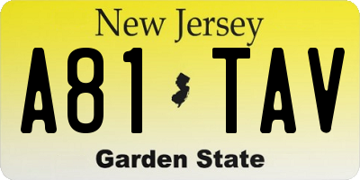NJ license plate A81TAV