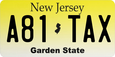 NJ license plate A81TAX